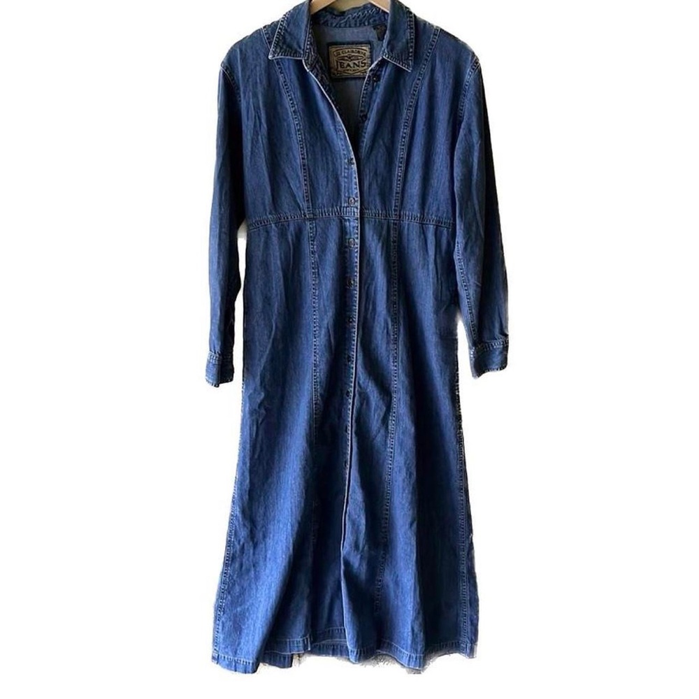 90’s Vintage Liz Claiborne Denim Jumper Jumpsuit Maxi Dress